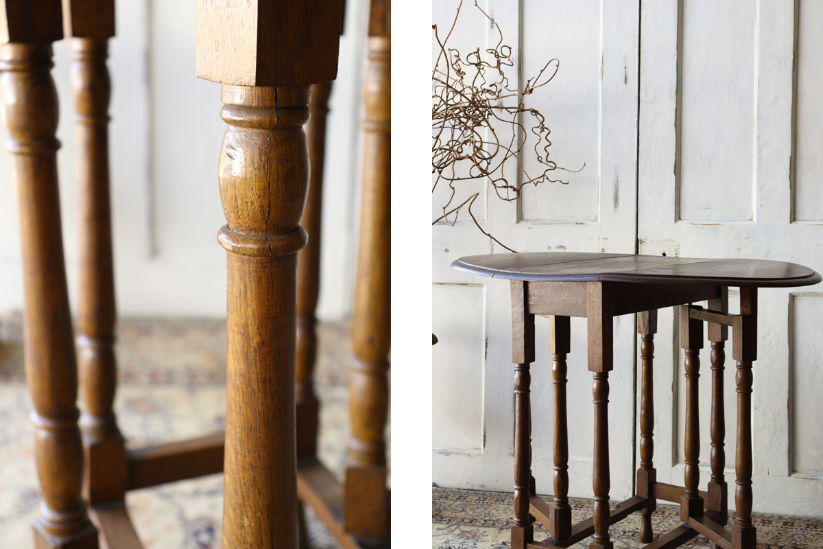 X61 英国アンティーク 小振りなゲートレッグテーブル バタフライテーブル